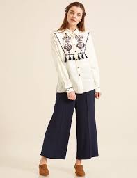 Yuksek Bel Bol Paca Pantolon Lacivert B8 19093 Kayra Online Pantolon Yuksek Bel Trenckot