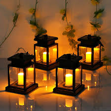 Solar Lights Outdoor Hanging Solar Lantern Set Waterproof For Patio Landscape Yard Warm White Led Flameless Candles Light