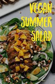 Summer Salad With Nectarine Portobello Steak Vegan Summer Recipes Vegan Recipes Healthy Summer Salads Vegetable Recipes