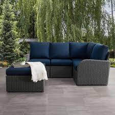 Corliving Brisbane 5pc Weather Resistant Corner Sectional With Ottoman Charcoal Grey Walmart Canada Corner Sectional Corliving Outdoor Living