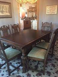 Midcentury italian dining room set with table and bar cabinet, 1940. Antique 1930 39 S Jacobean Style Hand Carved Oak 9 Piece Dining Room Set Antique Dining Room Sets Dining Room Furniture Styles Round Dining Room Sets