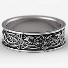 Sterling Silver Celtic Raven Ring Raven Wedding Band Mens Wedding Band Irish Wedding Raven Jewelry Celtic Knot Ring Custom Size 1161 Celtic Knot Ring Raven Jewelry Celtic Wedding Rings
