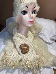 Wool Handmade Boho Scarf. Lambswool Wrap, Winter Neckwear