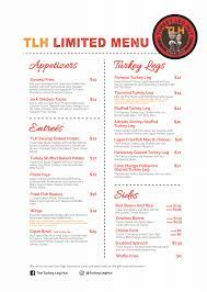 Tlh Limited Menu Page 1 Happy Hour Menu Turkey Leg Hut Turkey Legs