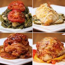 Parchment Baked Chicken 4 Ways Cooking Recipes Recipes Food
