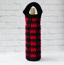 Crochet Buffalo Plaid Wine Cozy Crochet 365 Knit Too