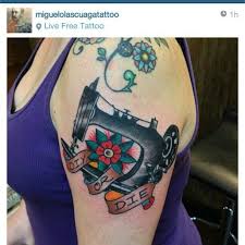 American Traditional Sewing Machine By Miguel Live Free Tattoo Atlanta Sewing Machine Tattoo Live Free Tattoo Tattoos
