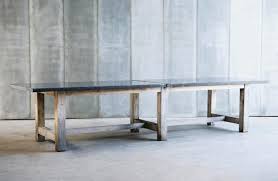 Grande table à manger bois foncé avec six chaises jacobsen blanches. Oak Farm Table And Blue Stone Tray From Hainaut Registered Trademark Made Only By Custom Order