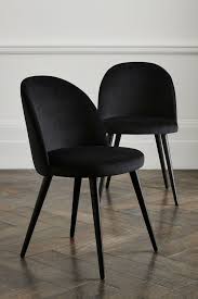 Next Set Of 2 Zola Dining Chairs With Black Legs Black In 2020 Dining Chairs Fabric Dining Chairs Black Dining Chairs