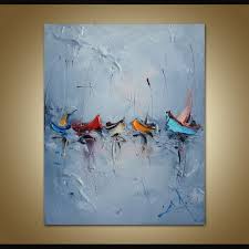 Olgemalde Landschaft Malerei Leinwand Kunst Segelboote Malerei Moderne Kunst Zeitgenossische Kunst Segelboote Malerei Wohnzimmer Wand Kunst In 2020 Painting Sailboat Painting Blue Abstract Art