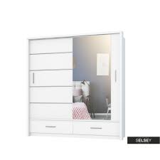 Der led spiegelschrank kann eine diskrete ergänzung der hauptbeleuchtung im badezimmer sein und das ambiente des raumes erwärmen. Kleiderschrank Lugaros 200 Cm Mit Spiegel Und Led Beleuchtung Selsey