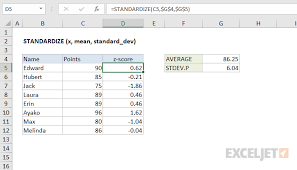 How To Use The Excel Standardize Function Exceljet