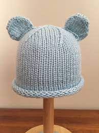 With brown, cast on 14 sts knit 1 row next: Knit Baby Hat With Bear Ears Baby Hats Knitting Knitting Baby Knitting