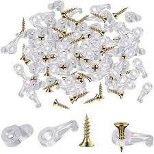 Cabinet glass retainer clips plastic. Prudiut 60 Pcs Glass Cabinet Clips Plastic Glass Panel Clips Clear Mirror Holder Clips Glass Retainer Clip Glass Cabinet Clips With Sc