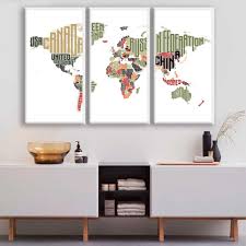 Mapa mundial, mapa del mundo, mapamundi. Kit De Quadros Decorativos Mapa Mundi Tipografia Colorida Santoquadro Com Br