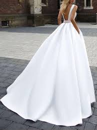 A community for 8 years. Einfache Hochzeitskleid Satin Stoff Square Neck Sleeveless Sash A Line Brautkleider Milanoo Com