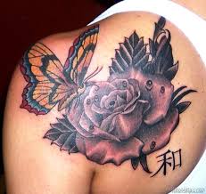 A simple single rose in bloom makes a great shoulder tattoo. 61 Lovely Rose Tattoos For Back