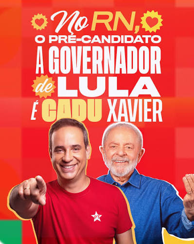Tá dito e comprovado pelo presidente @lulaoficial! ⭐️❤️ Aqui no RN, o  pré-candidato a governo do time de Lula tem nome e sobrenome: Cadu Xavier!  Cuida! 🚀