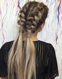 From keeping your hair all together while exercising at the gym to ponytail hairstyles for weddings, there are lots of ways to arrange the hair to make your look the. Dark Blonde Hair With Highlights Two Braids Two Ponytails Black Top Braids For Short Hai Braids For Short Hair Braids For Long Hair Tree Braids Hairstyles