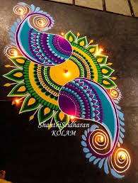 Mandala Paisley Kolam Rangoli Blue Green Yellow Purple Round Circle Rangoli Designs Rangoli Designs Latest Rangoli Designs Flower