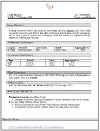 resume mechanical engineer fresher