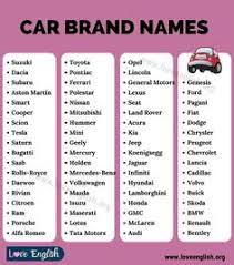 Car Brands List Of 70 Famous Automobile Brands In The World Love English In 2020 Car Brands Learn English Branding Infographic
