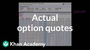 Because human emotion plays a critical role in what makes a stock go up or down during the short term, investors are wise to. Actual Option Quotes Video Khan Academy