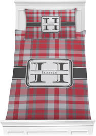 Red Gray Plaid Comforters Personalized Youcustomizeit