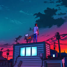 laying on my porch while we watch the world end powfu rxseboy slipfunc cartoon wallpaper film texture end of the world