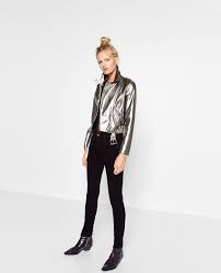 Sabrina Metallic Biker Jacket From Zara Silver Jacket Outfit Leather Jacket Outfits Metallic Jacket