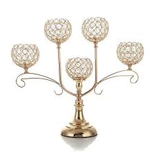 Vincigant Handcrafted Crystal Candlestick With 5 Arms Candle Stand Holders For New Year Home Decoration Wedding Centerpieces Crystal Candelabra Candlestick Centerpiece Candle Holders Wedding