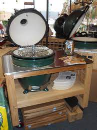 Large Big Green Egg And Table With Stainless Steel Top Big Green Egg Table Big Green Egg Green Eggs