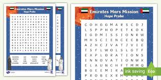 Emirates mars mission (зонд hope). Free Emirates Mars Mission Hope Probe Ks2 Word Search