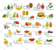 Fruits Abc Vector Fruit Alphabet By Coffeee In On