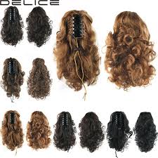 34cm women curly ponytail synthetic drawstring claw pony tail clip in heat resistance fi wavy hair extensions clip in hair extensions hair extensions ponytail