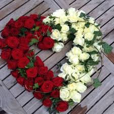 Red and white heart funeral flowers. Red And White Heart Floral Fusions Leicester Based Florist For Wedding Flowers Funerals Special Occasions