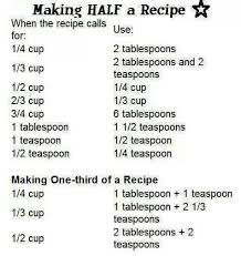 How To Divide Measurements In A Recipe Making Half A Recipe Half And Half Recipes Helpful Hints