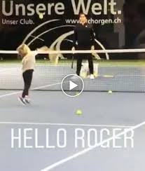 Roger federer's four kids are so cute! Roger Federer Plays Tennis With One Of His Sons