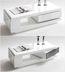 Coffee table with drawers is familiar to several generations of homemakers, who appreciate the comfort and convenience of home. Modanuvo Ida Modern White Grey High Gloss Storage Coffee Table With Rotating Drawer Lodge Furniture Uk
