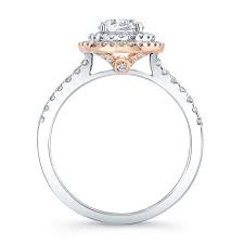 Ladies lali 14k rose gold rhodolite garnet ring with cognac and white diamonds. 18k White And Rose Gold White Diamond Double Halo