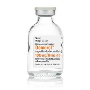 Demerol (meperidine HCl) injection product vial, AI generated