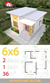 House Plans 6x6 With One Bedrooms Flat Roof House Plans 3d In 2020 Flat Roof House Small House Design Philippines One Bedroom House Plans
