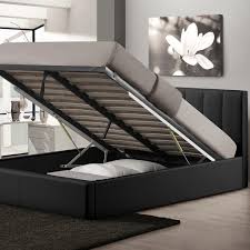 Well first of all, the design replaces the need for a boxspring, so you gain over a foot of storage space underneath! Baxton Studio Engelbertha Black Queen Upholstered Bed 28862 6112 Hd The Home Depot Queen Upholstered Bed Storage Bed Contemporary Bed