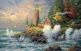 On a computer it is usually. Wallpaper Sea Lighthouse Picture Painting Thomas Kinkade Images For Desktop Section Zhivopis Download