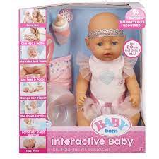 Baby Born Interactive Doll Blue Eyes With 9 Ways To Nurture Eats Drinks Cries Sleeps Bathes And Wets Walmart Com Interactive Baby Dolls Interactive Baby Baby Doll Nursery