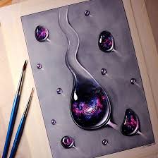 Galaxy Water Drops Painting By Lethalchris Bubble Tattoo Water Art Water Drop Drawing