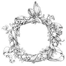 Black And White Wreath Graphic 11 Nature Themed Clipart Frames Garden Style Clip Art Vintage Wreath Drawing Graphics Fairy