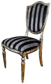 Set of 2 upholstered fabric accent dining chairs solid wood with nailhead trim. Casa Padrino Art Deco Luxury Dining Chair Black Silver Stripes Antique Style Silver 52 5 X 59 X H 104 Cm Luxury Hotel Furniture