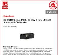 Datasheet RS PRO 2.54mm Pitch, 16 Way 2 Row Straight ...