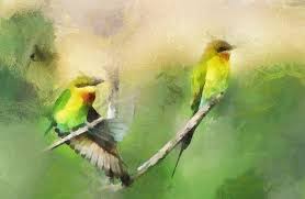 Lukisan burung ini cukup digemari oleh banyak kalangan untuk dijadikan hiasan dinding. Wallpaper Dua Burung Melukis Hd Unduh Gratis Wallpaperbetter